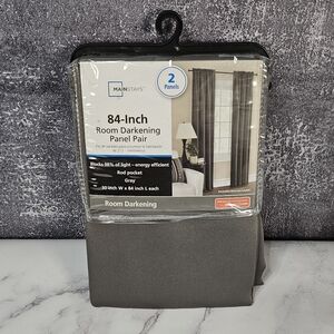 Mainstays Gray Blackout Curtains 2 Panel Pair 30x84